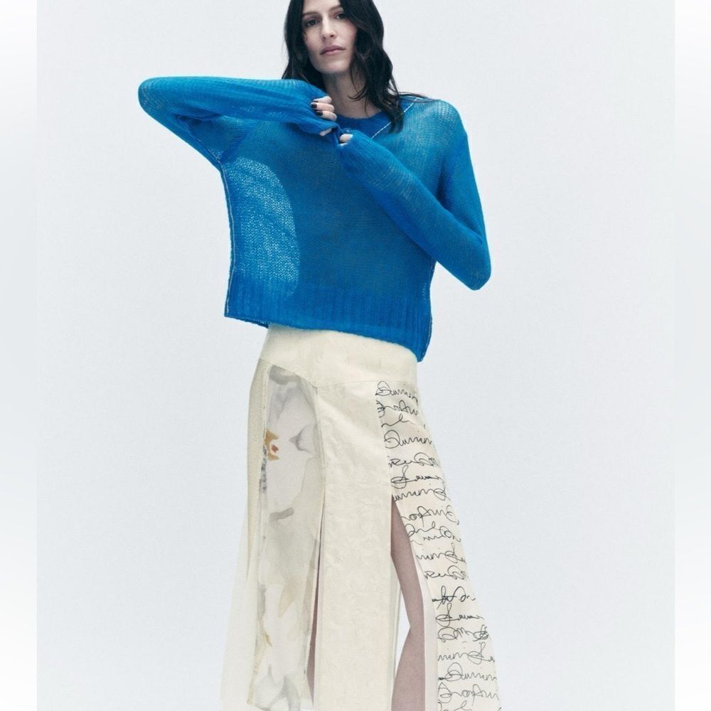 Zara limited edition patchwork midi skirt NWT - Picture 2 of 8